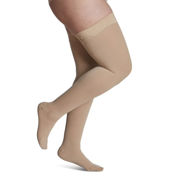 Sigvaris Essential 862 Opaque Closed Toe Thigh Highs w/Grip