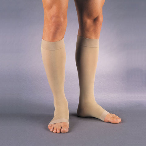 Compression Socks for Women and men 20-30 mmhg, Knee High Graduated  Compression Stockings, Opaque, Open Toe, Unisex, Beige, Large