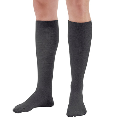 AW Style 162 Men's Wool Knee High Dress Socks - 20-30 mmHg Charcoal