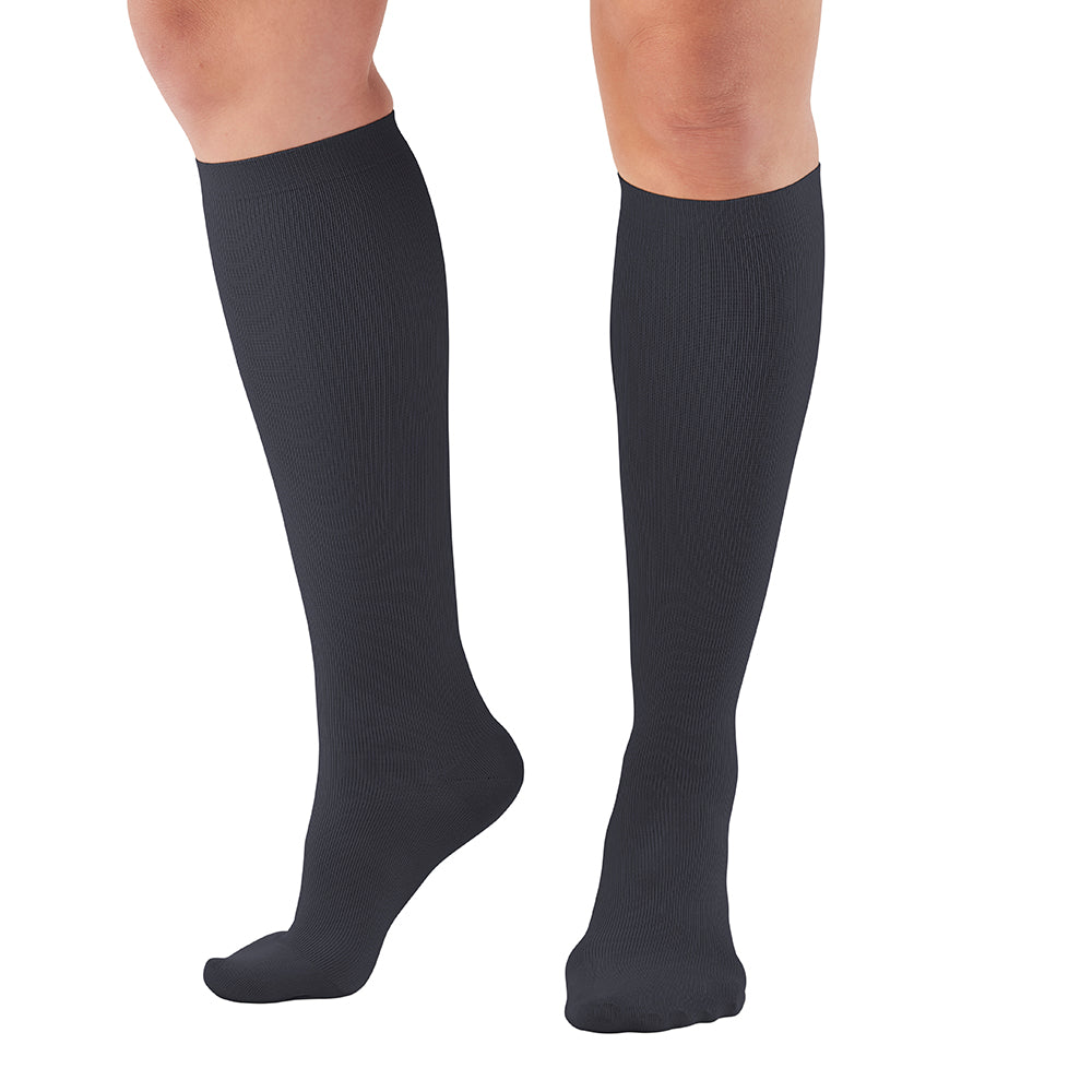 AW Style 167 Women's Travel Knee High Socks - 15-20 mmHg Black
