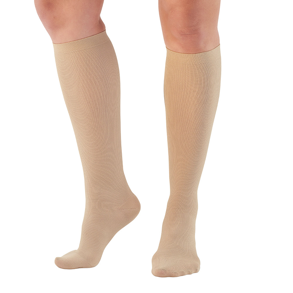 AW Style 167 Women's Travel Knee High Socks - 15-20 mmHg Tan