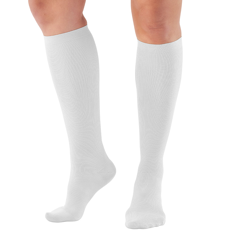 AW Style 167 Women's Travel Knee High Socks - 15-20 mmHg - White