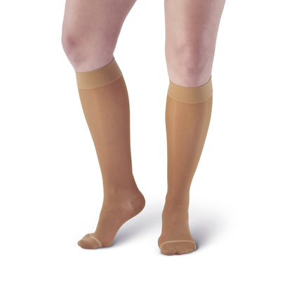 AW Style 18 Sheer Support Closed Toe Knee Highs - 20-30 mmHg Beige
