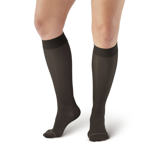 AW 18 Sheer Support Knee Highs 20-30 mmHg - AW Style 18 Sheer Support Closed Toe Knee Highs - 20-30 mmHg Black