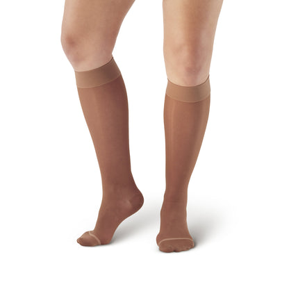 AW Style 18 Sheer Support Closed Toe Knee Highs - 20-30 mmHg Taupe