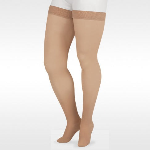 Juzo 2001 Soft Closed Toe Thigh Highs w/ Silicone Band Border Beige