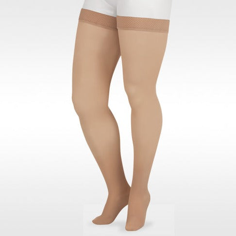 Juzo 2002 Soft Closed Toe Thigh Highs w/ Silicone Band Border Beige