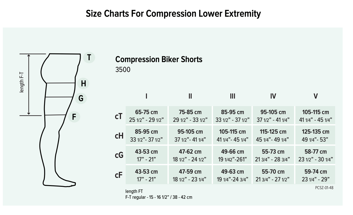 Compression Biker Shorts 3500 Size Chart