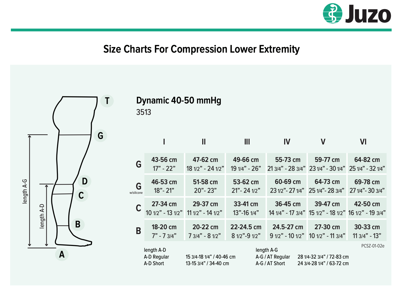 Juzo 315 Size Chart