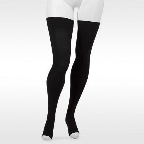 Juzo Move 3611 Open Toe Thigh Highs w/Silicone Band 20-30 mmHg - Juzo Move 3611 Open Toe Thigh Highs w/Silicone Band - 20-30 mmHg Black