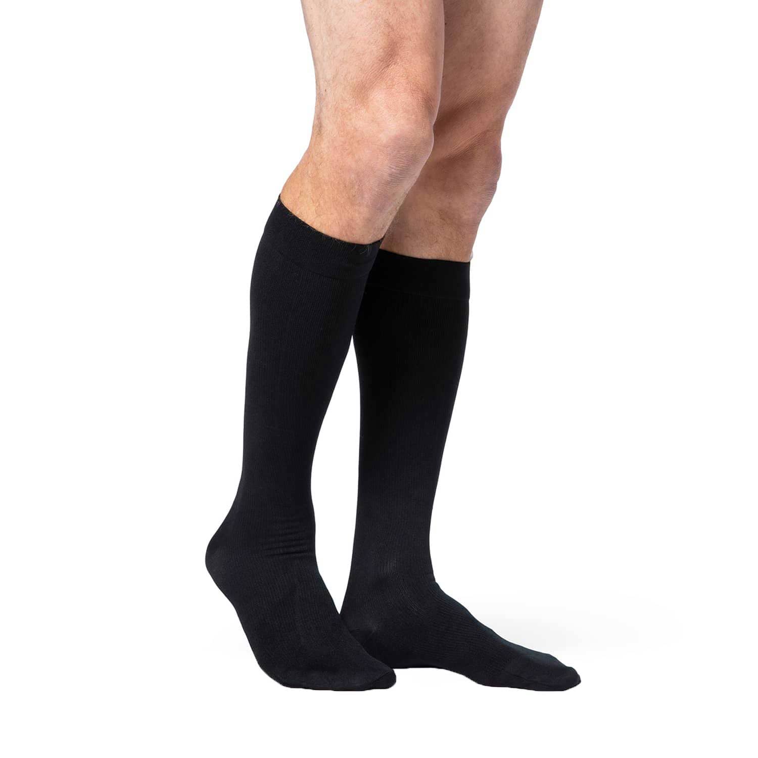 Sigvaris Dynaven 921 Access Men's Ribbed Closed Toe Knee Highs 15-20 mmHg Black