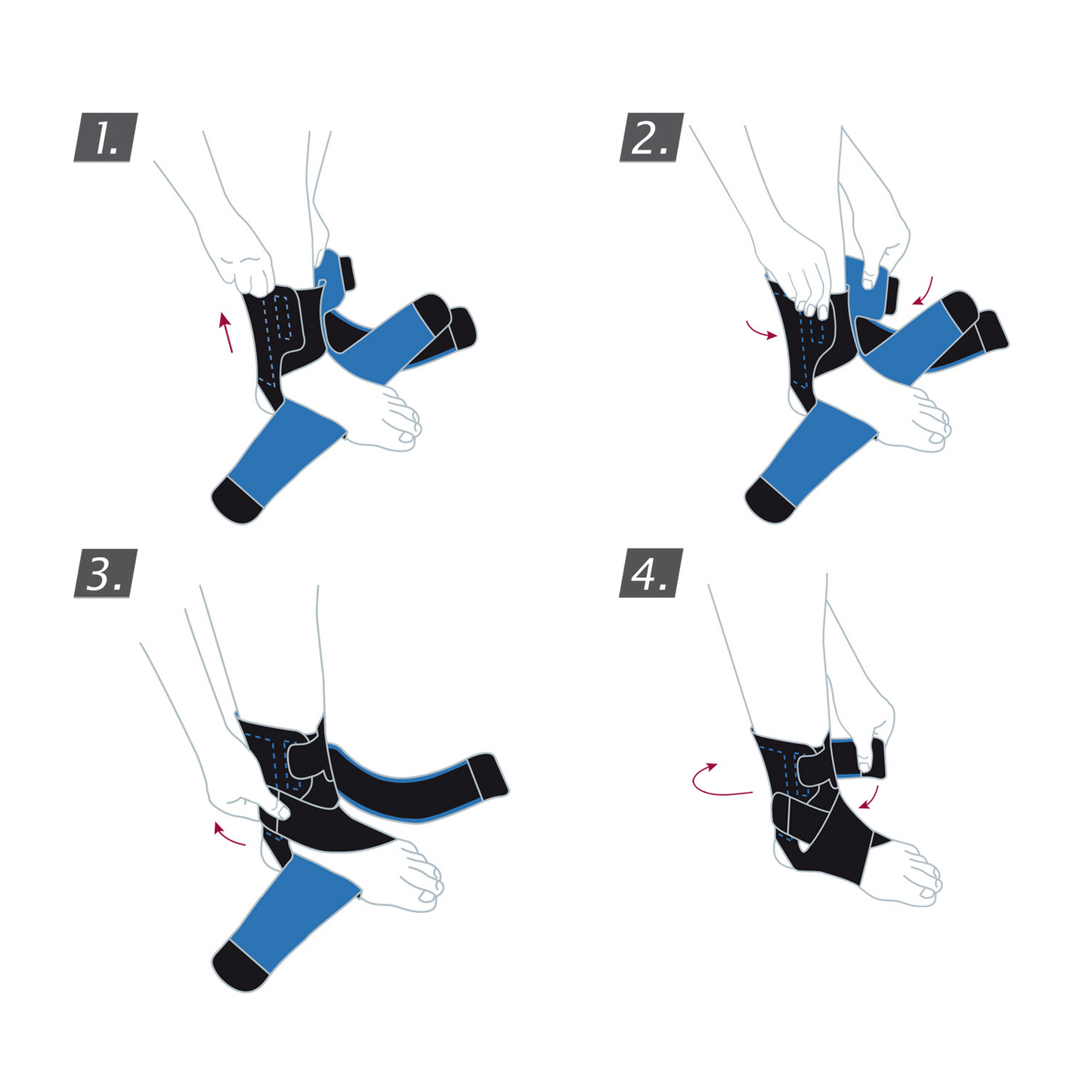 Actimove Sports Edition Ankle Stabilizer Application Instructions for proper & supportive fit. Stays on while active and comfortable for all-day wear