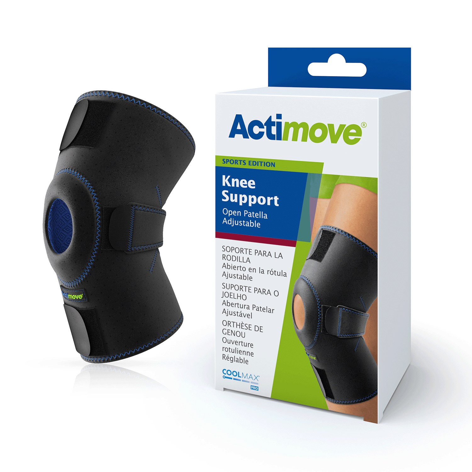 Actimove Sport Knee Support Open Patella Adjustable Universal Black Hero Image