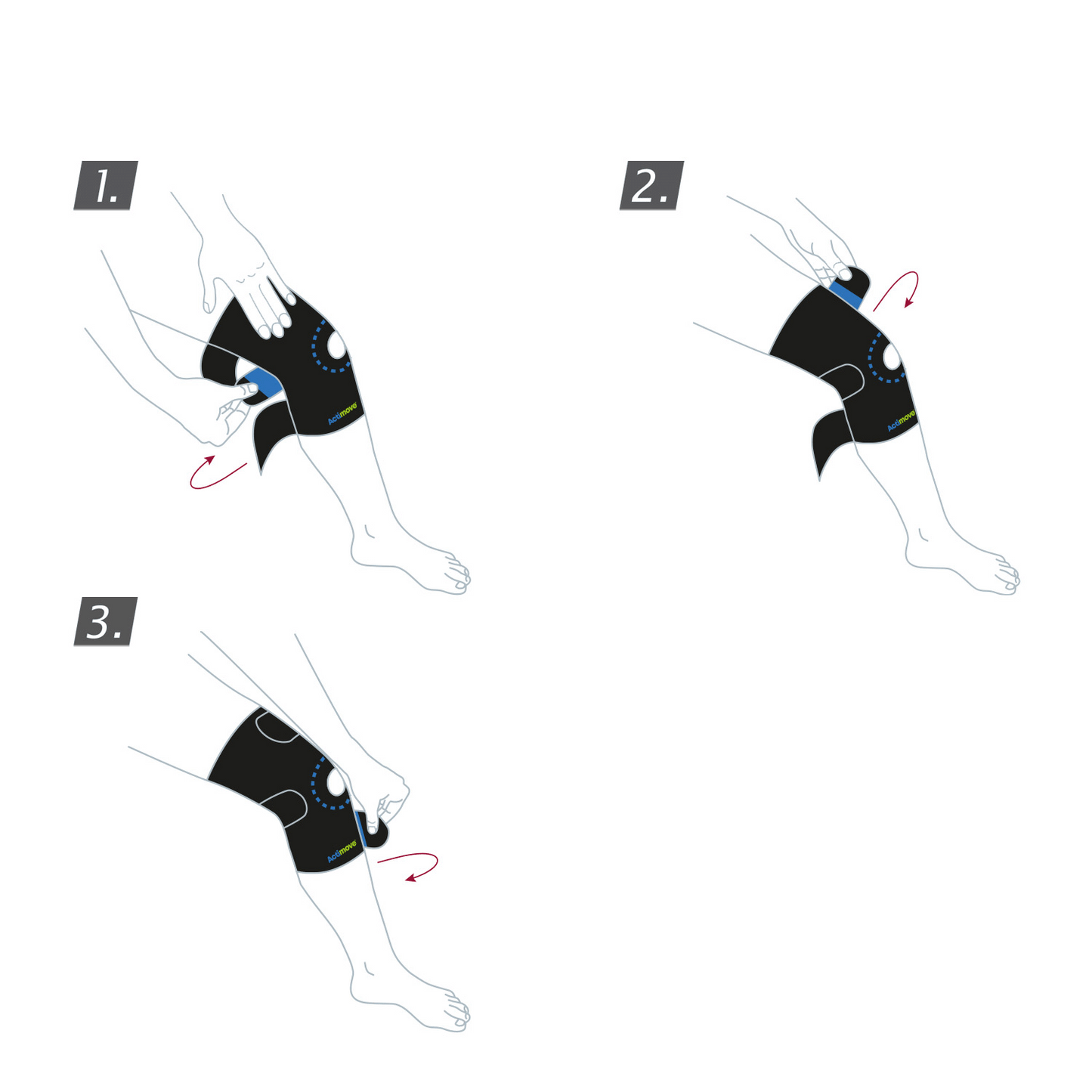 Actimove Sport Knee Support Open Patella Adjustable Universal: Application instructions