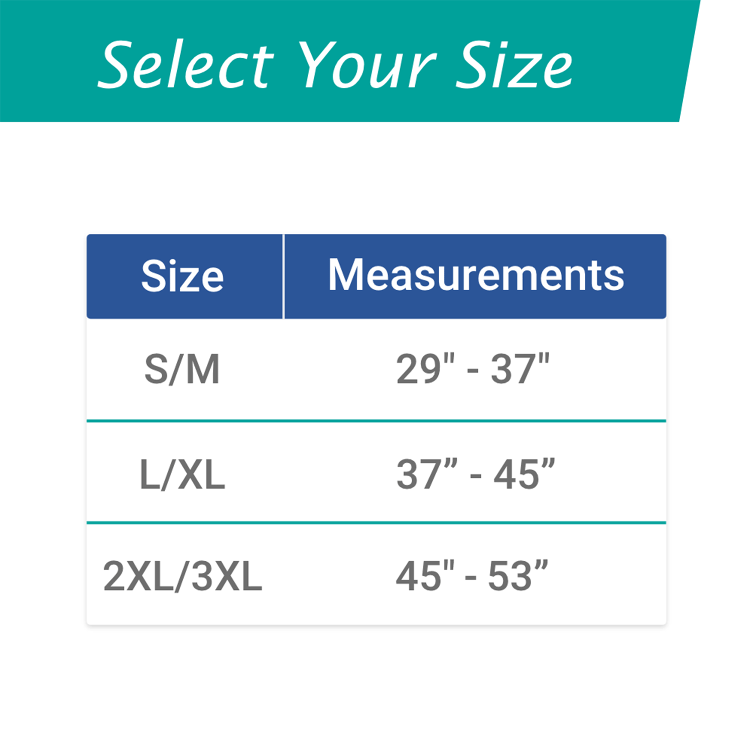 Image displaying a size chart for selecting clothing size