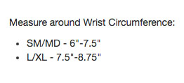 AW Style C52 Wrist Brace Size Chart