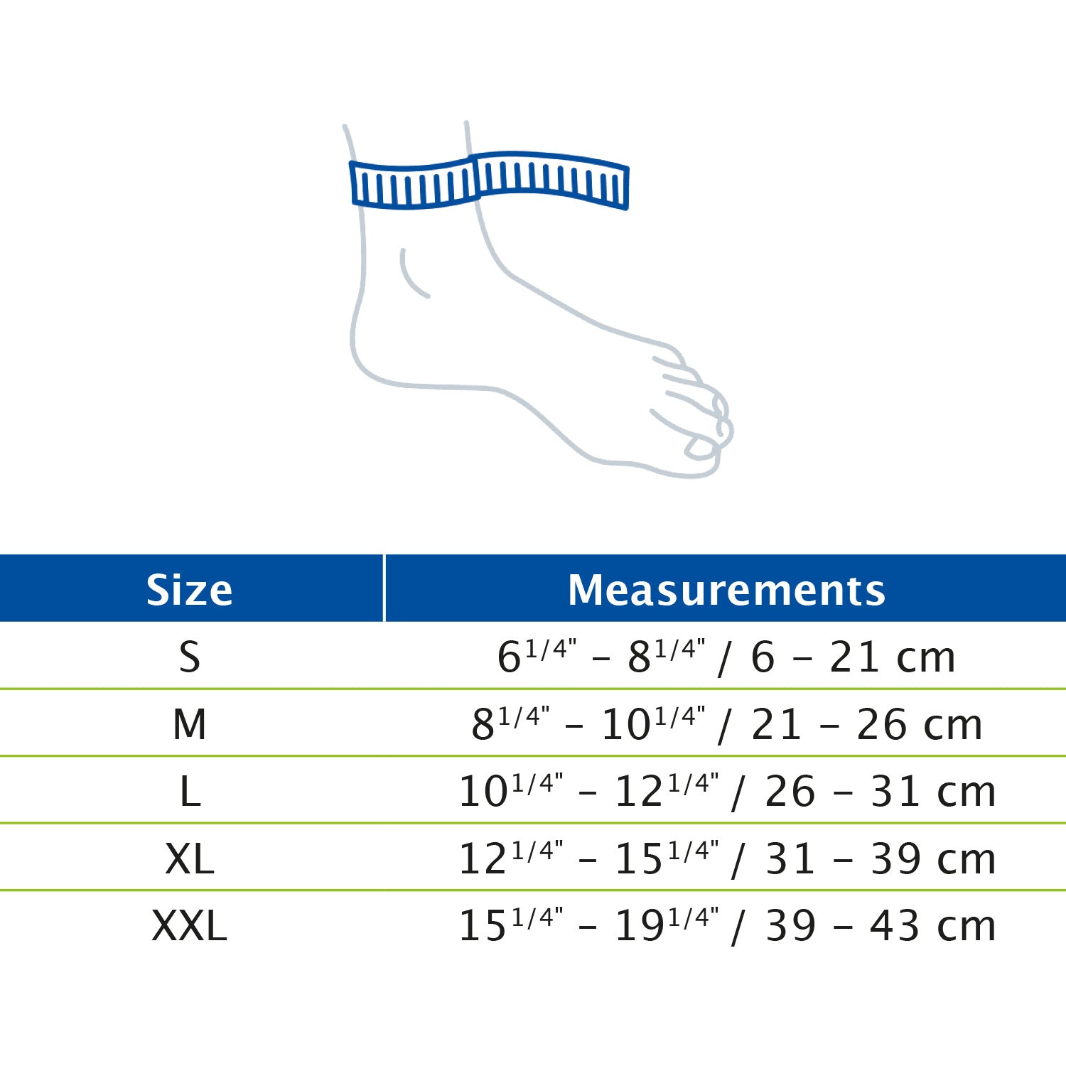 Actimove Arthiritis Care Ankle Support Size Chart