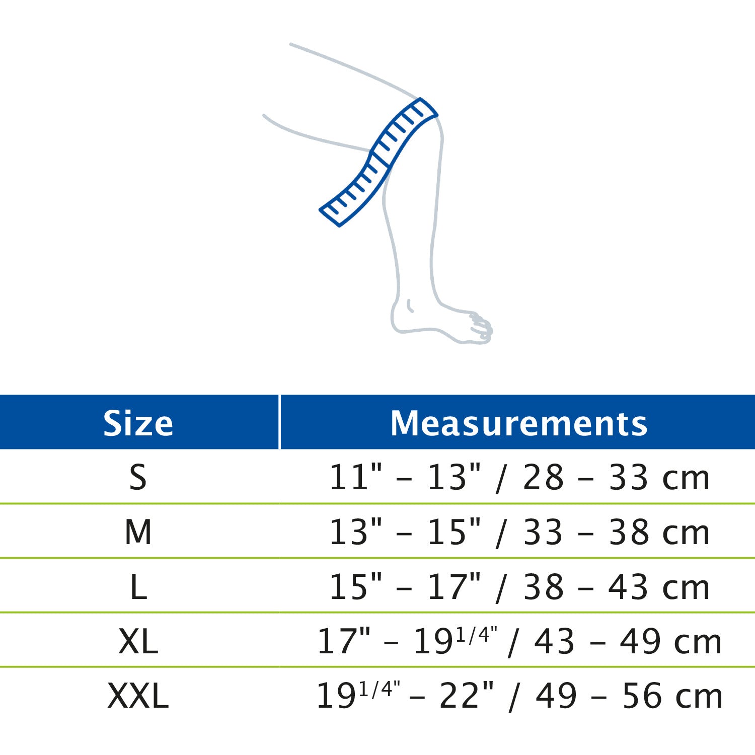 Actimove Arthritis Knee Support Size Chart