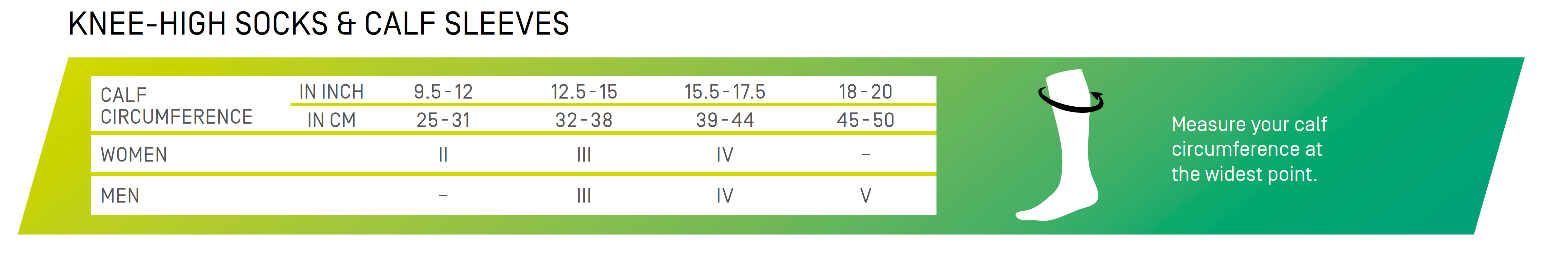 CEP Size Chart Knee High Socks & Calf Sleeves Size Chart