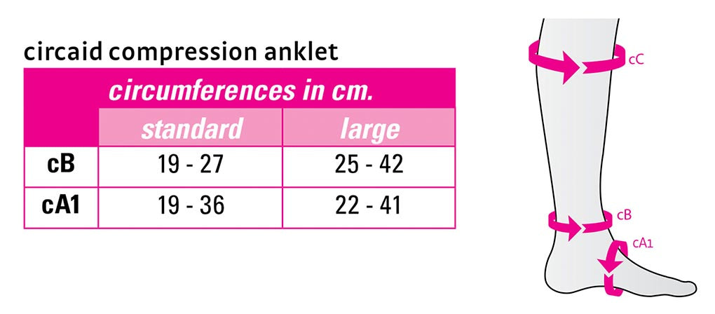 circaid comfort compression anklet size chart