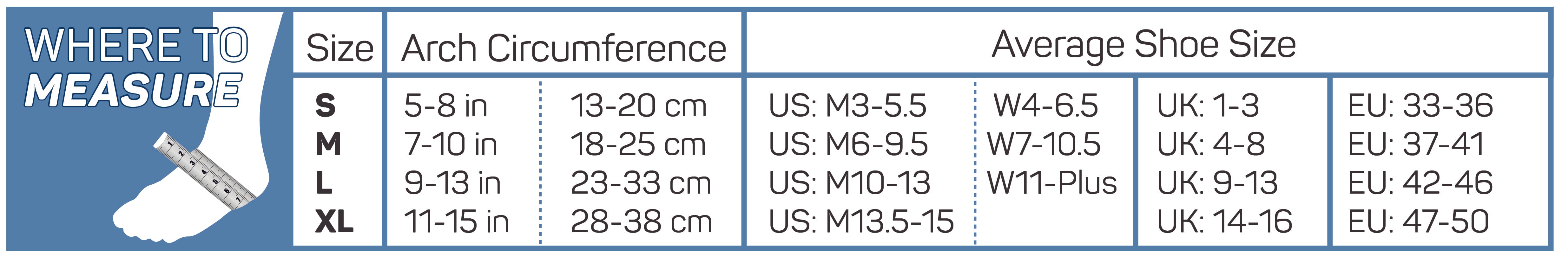 DS6 Night Time PF Sleeve Size Chart