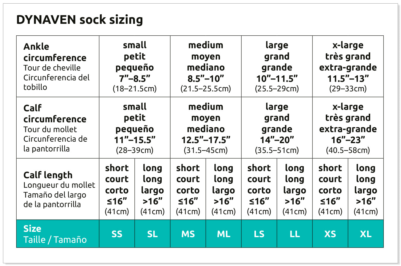 Dynaven Women's Sock Sizing