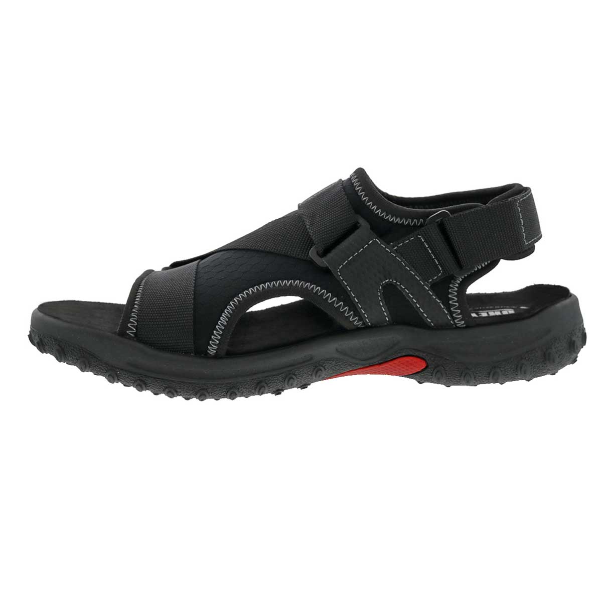 Drew Men's Wander Sandals Black Leather Combo Side opening