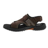 Side view of Drew Men's Wander Sandals featuring a comfortable footbed and adjustable straps in brown leather.