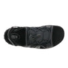 Top-down perspective of Drew Men's Waves Sandals, highlighting the smooth black leather finish.