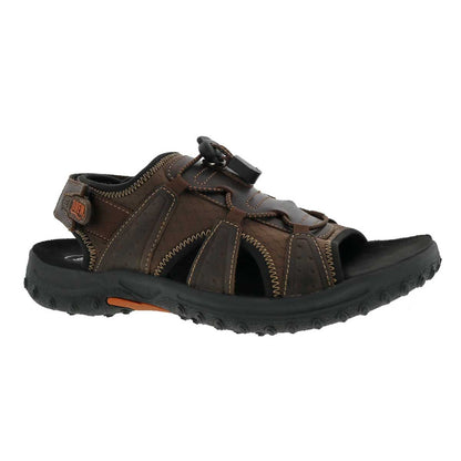 Drew Men's Waves Sandals in rich brown leather, combining style with comfort.