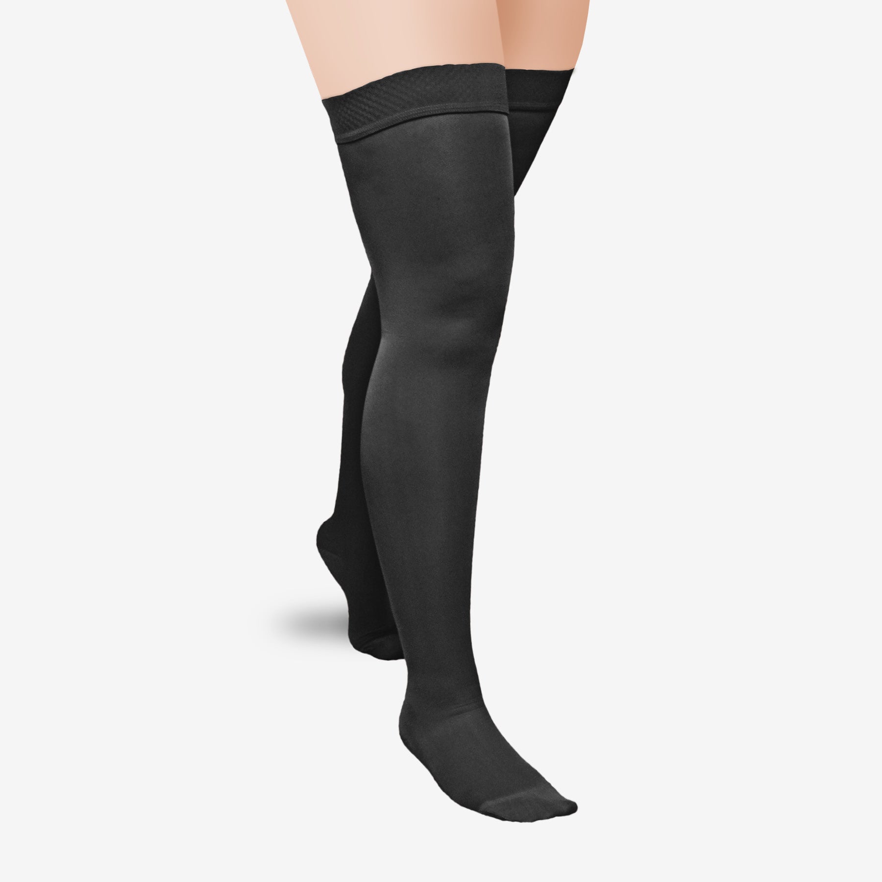 L& R Solaris ExoSoft Thigh High Closed Toe - 15-20 mmHg Black
