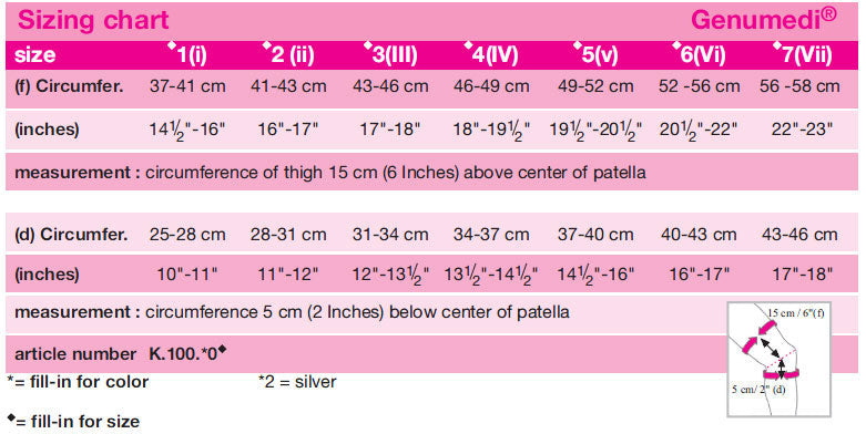 medi Genumedi Knee Support Size Chart