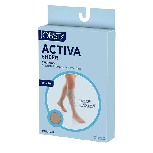 Jobst ACTIVA Sheer Compression Thigh Highs 15-20 mmHg - Jobst ACTIVA Sheer Compression Thigh Highs - 15-20mmHg Front of box