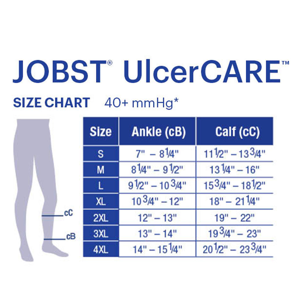 Jobst UlcerCARE 40+mmHg Size Chart