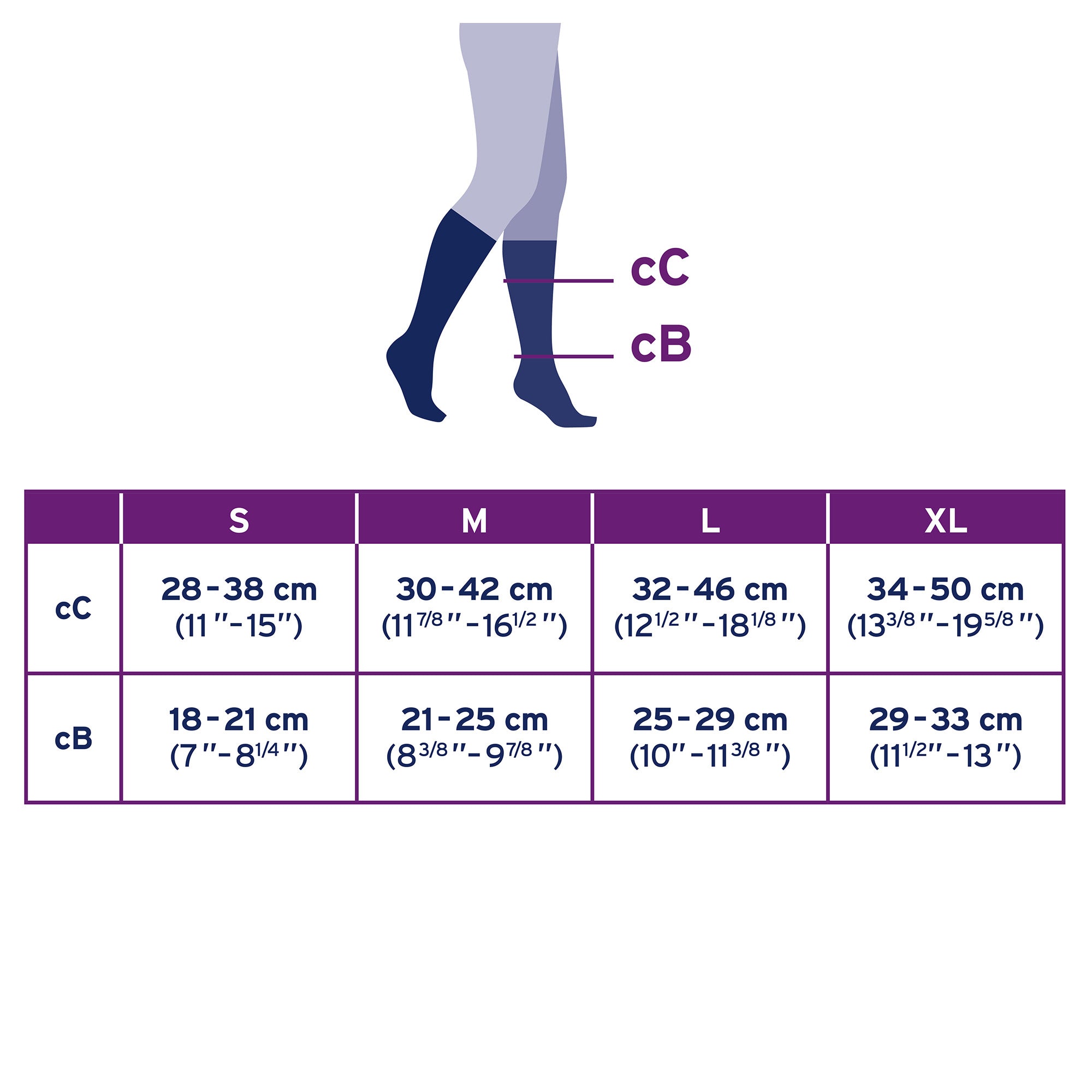 Jobst Opaque Maternity Knee Highs Size Chart