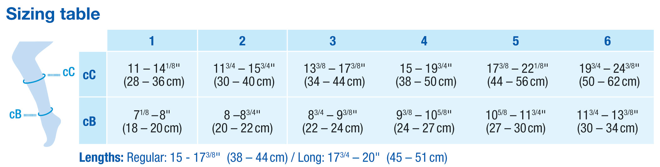 Jobst For Men Ambition with Soft Fit Size Chart