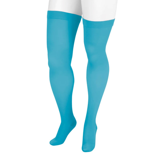 Juzo Soft 2002 Trend Colors Thigh Highs w/Silicone Band 30-40 mmHg - Juzo Soft 2002 Trend Colors Closed Toe Thigh Highs w/Silicone Band Blue Bayou