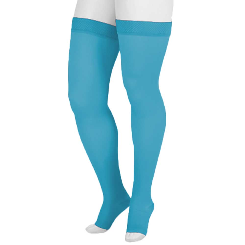 Juzo Soft 2000 Trend Colors Open Toe Thigh Highs - 15-20 mmHg Blue Bayou