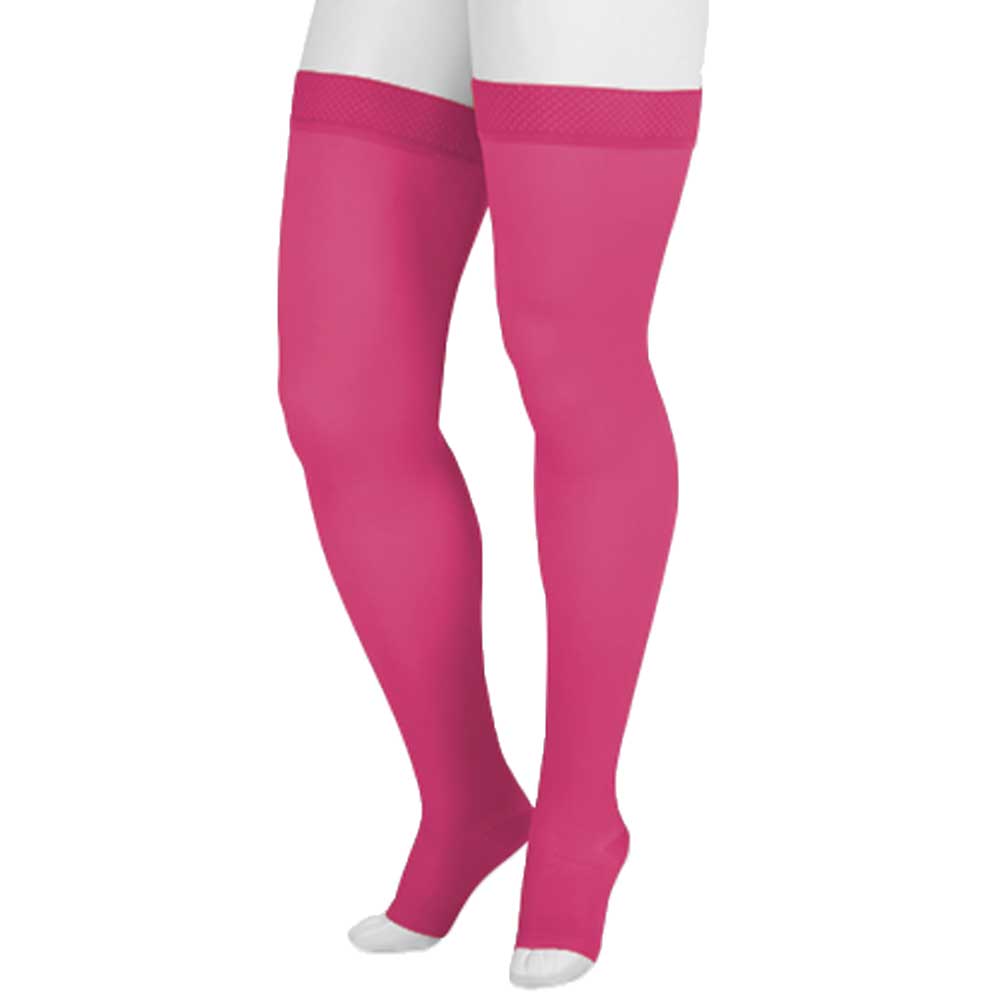 Juzo Soft 2000 Trend Colors Open Toe Thigh Highs - 15-20 mmHg Every Rose