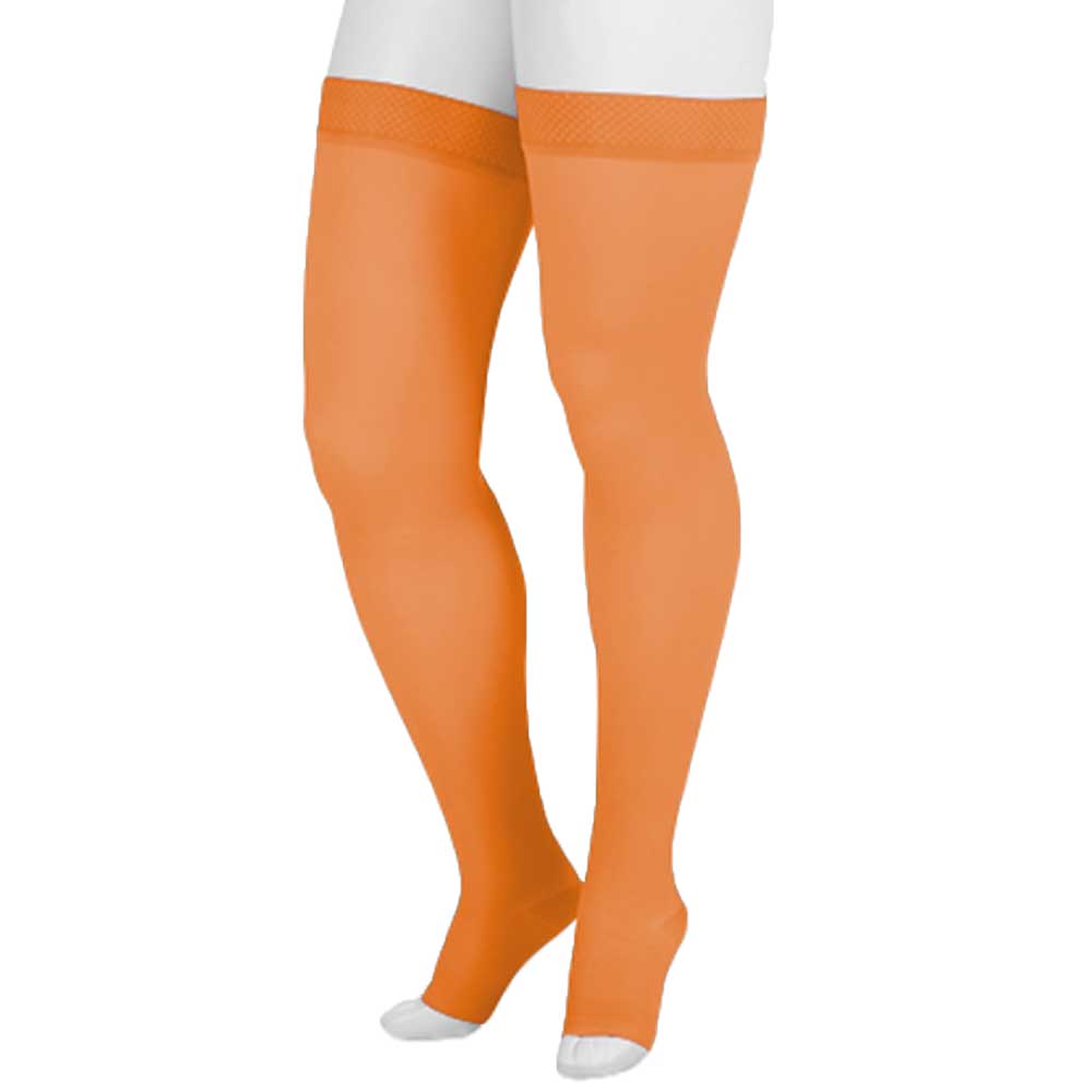 Juzo Soft 2000 Trend Colors Open Toe Thigh Highs - 15-20 mmHg Orange Moon