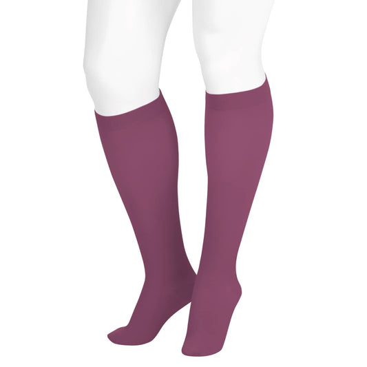 Juzo Soft 2002 Trend Colors Knee Highs w/Silicone Band 30-40 mmHg - Juzo Soft 2002 Trend Colors Closed Toe Knee Highs w/Silicone Band Purple Rain