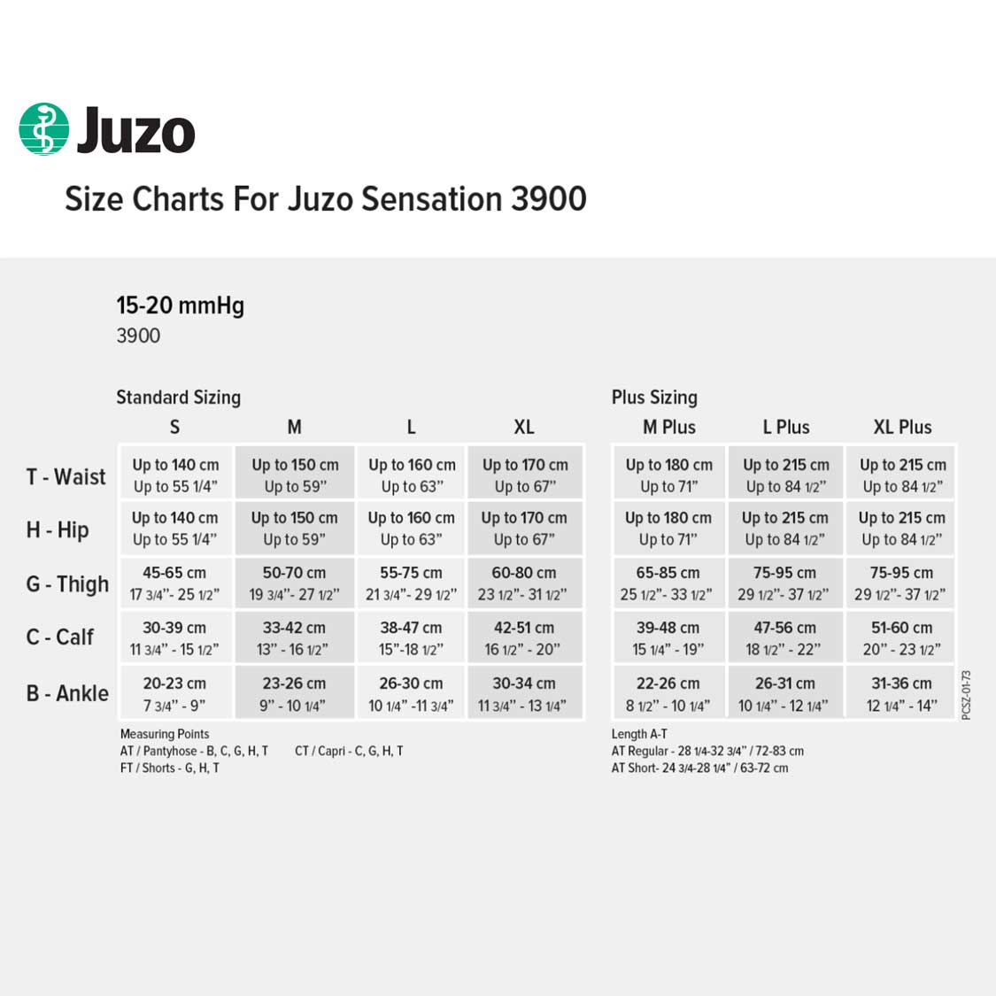 Juzo Sensation 3900 Size Chart