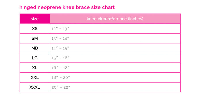 medi protect Hinged Neoprene Knee Brace Size Chart