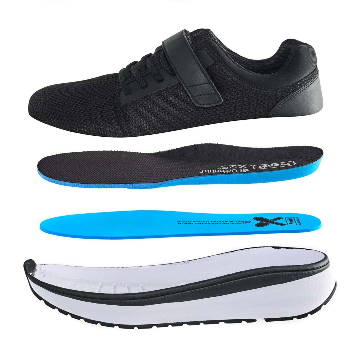 Breakaway of the Ultima FX Athletic Shoe showcasing the breathable mesh upper that keeps your feet cool during high-intensity activities, removable double insoles, and the firm heel counter to ensure a snug fit