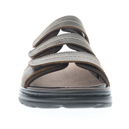 Front view of the Brown Hatcher Sandal with neoprene lining