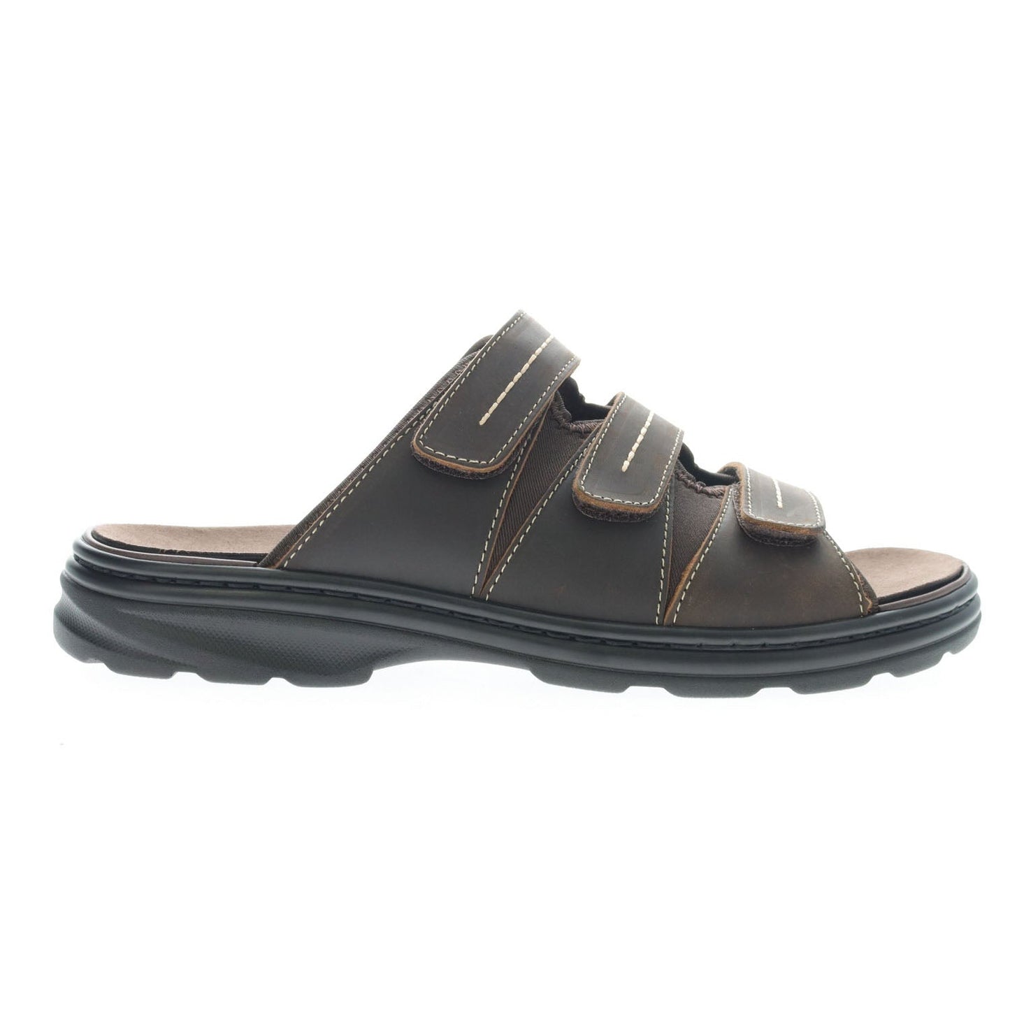 Side view of the Men's Hatcher Slide Sandal in Brown