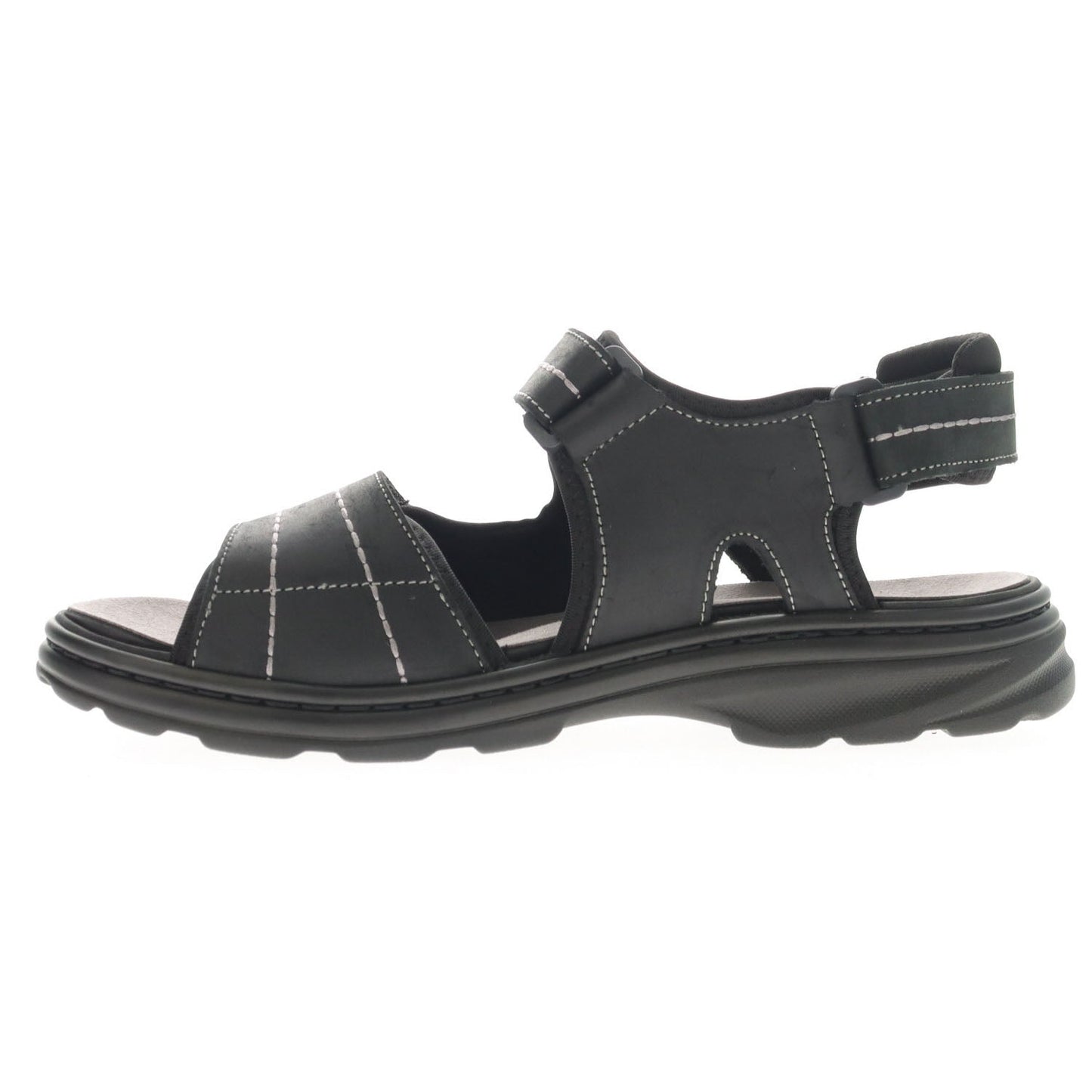 Inner side view of the Propét Hudson Slide Sandal in Black