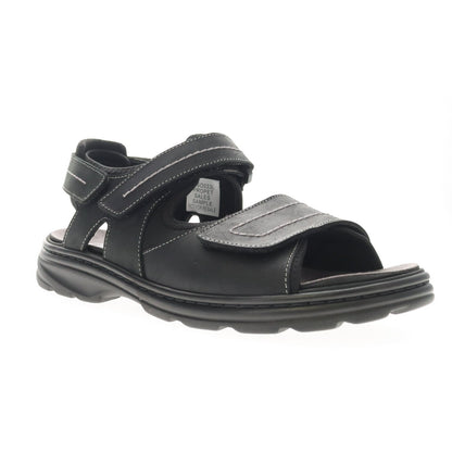 Partial outer side view of the Men's Hudson Slide Sandal in Black