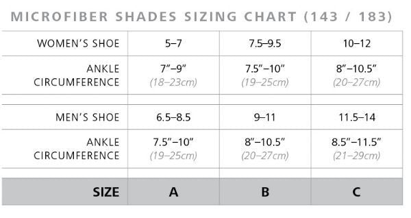 Sigvaris Midtown Microfiber Shades 143/183 Sizing Chart