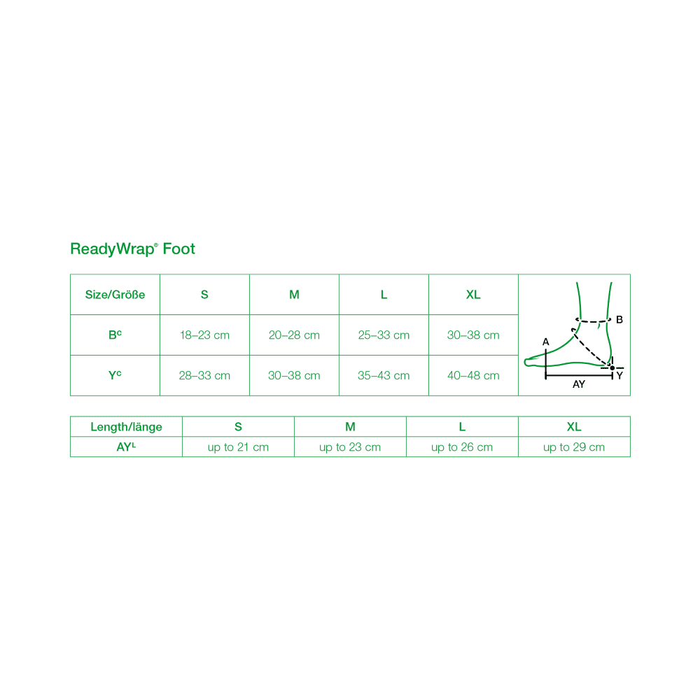 L&R USA (Solaris) ReadyWrap Foot SL Size Chart